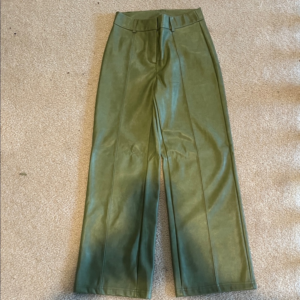 7 for all Mankind Faux Leather wide leg crop Pants XS